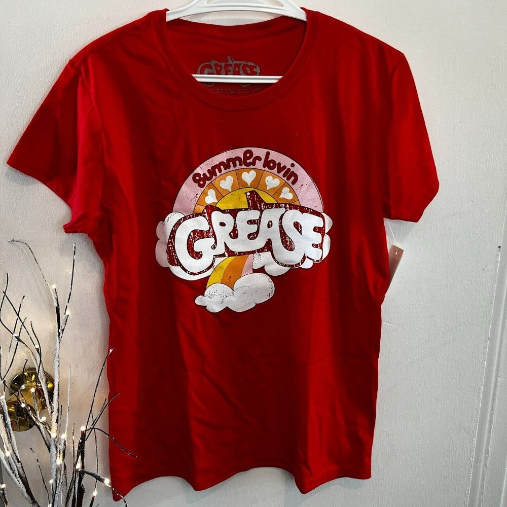Grease Women's Summer Lovin Cotton Short Sleeve Crew Neck T Shirt Red Size Large